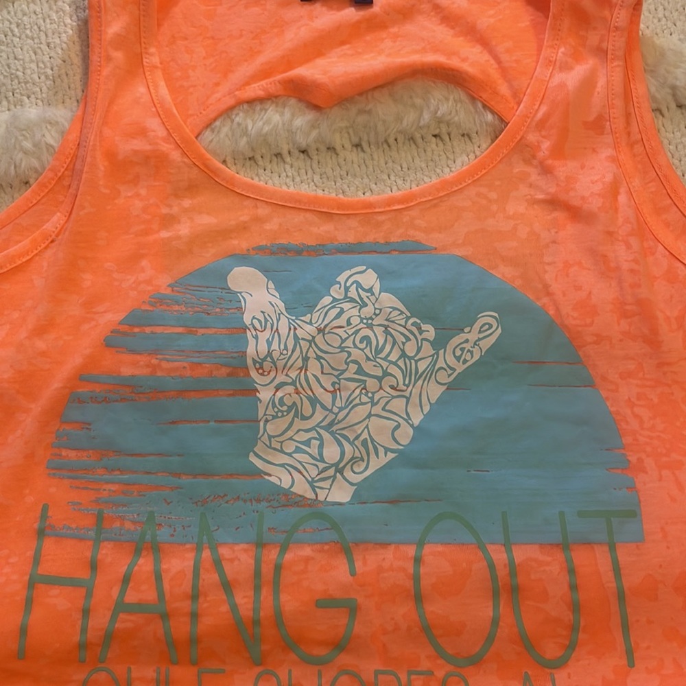 Hang out festival concert crop top sleeveless Orange women’s size small S - Picture 8 of 10
